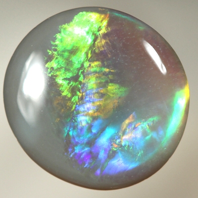 SOLID SEMI BLACK OPAL Flame pattern of orange, green and blue